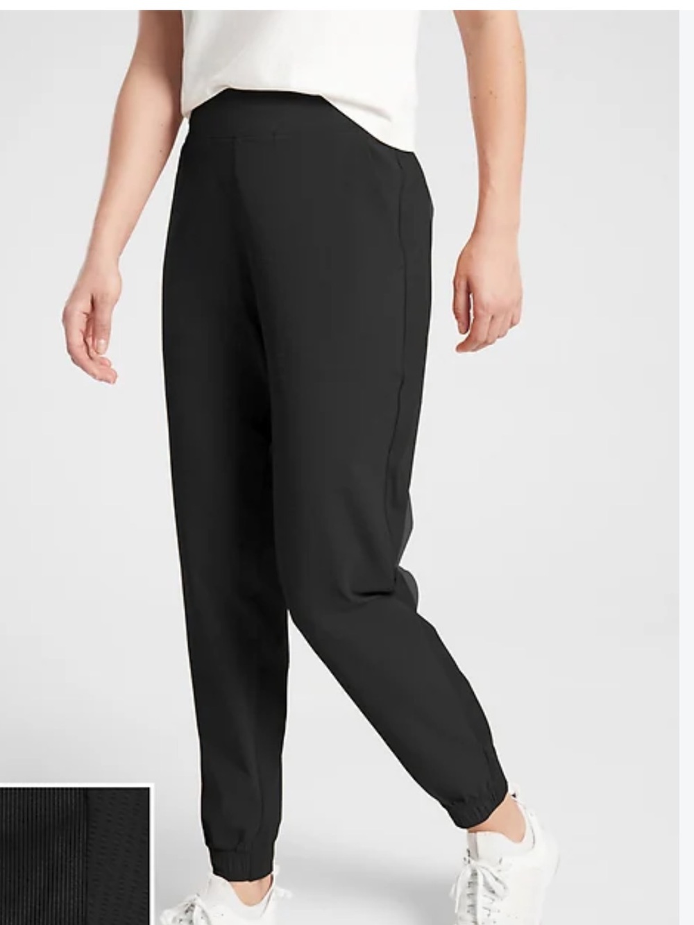 Athleta Textured Brooklyn Jogger Womens 10 Black Pull On Zip Pockets Casual